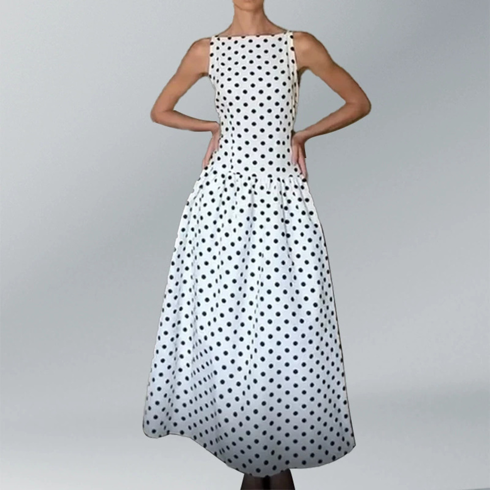 ZARA Elegant French Style Polka Dot Slimming Waist Summer Dress